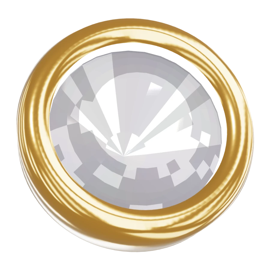 Brinco Studex Bezel Cristal Médio Dourado