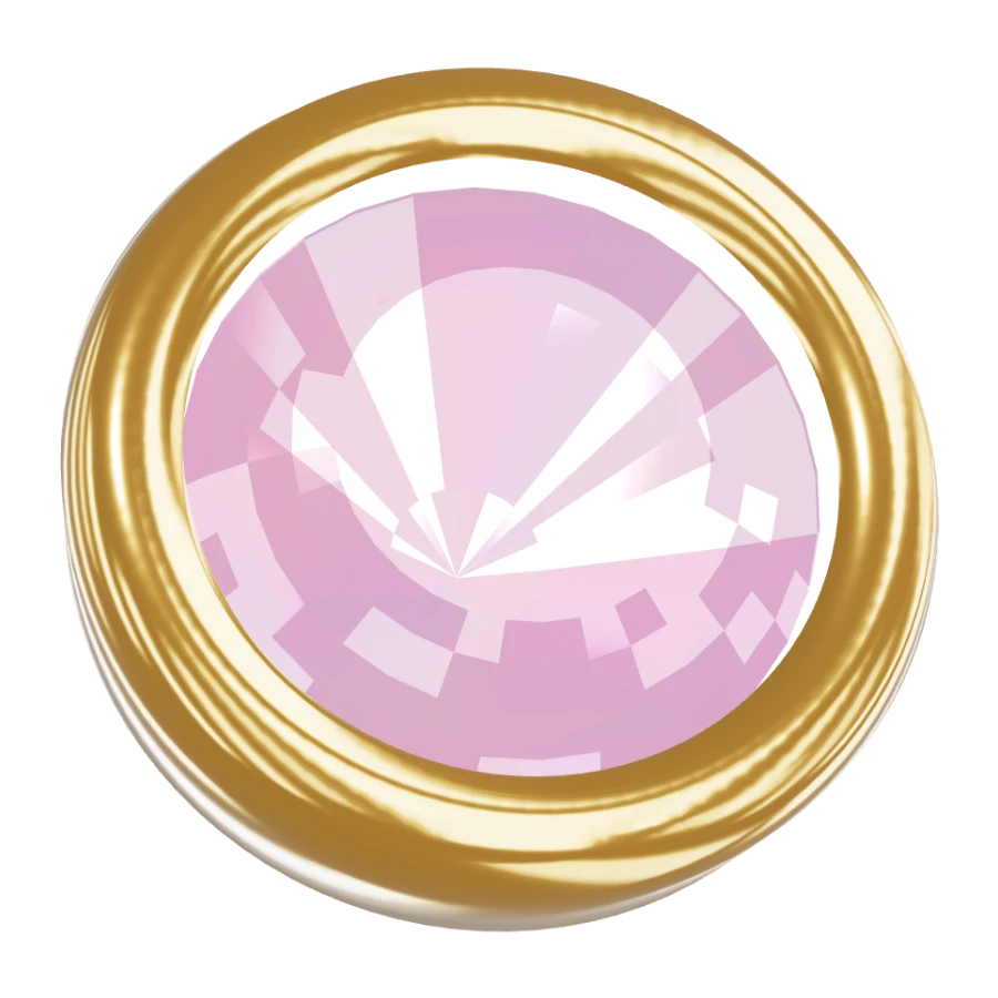 Brinco Studex Bezel Rosa Claro Médio Dourado